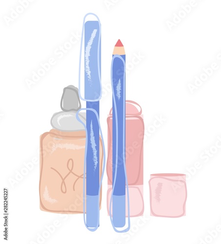 Make up flat icons set.  Cosmetic icons, vector symbols