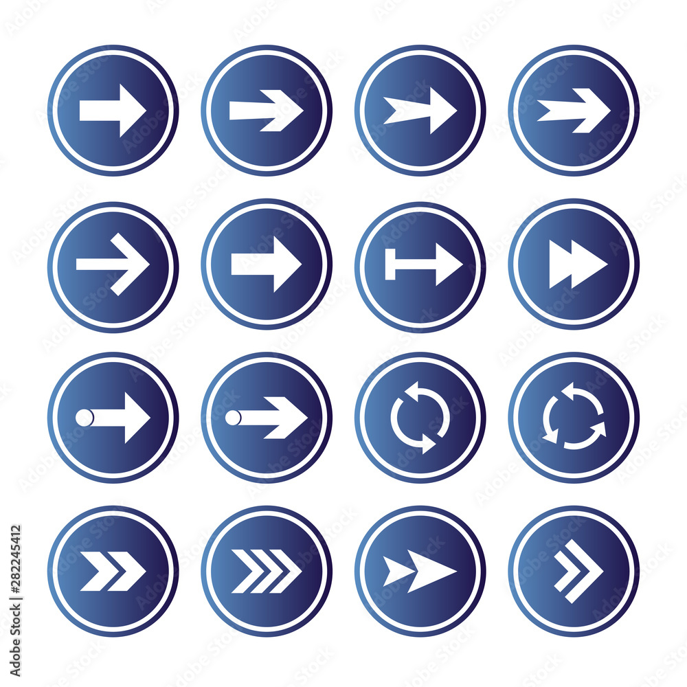Arrow icon set. Vector illustration, flat design. Arrow icon set. Vector illustration, flat design.