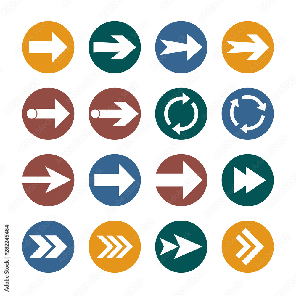 Arrow icon set. Vector illustration, flat design. Arrow icon set. Vector illustration, flat design.