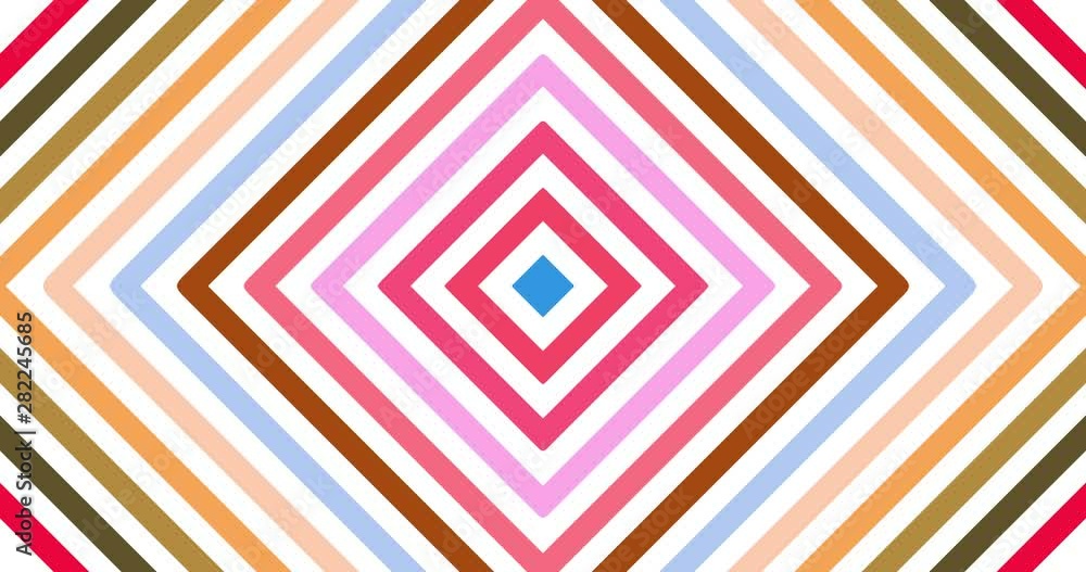 Abstract motion of concentric geometric squared shapes in multicolor animation. Hypnotic graphic effect with fast transitions. Square and lines as radio waves Abstract motion of concentric geometric squared shapes in multicolor animation. Hypnotic graphic effect with fast transitions. Square and lines as radio waves