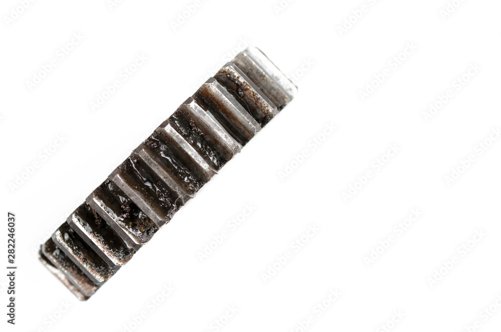 Stainless steel gears isolated on white background.Copy space Stainless steel gears isolated on white background.Copy space