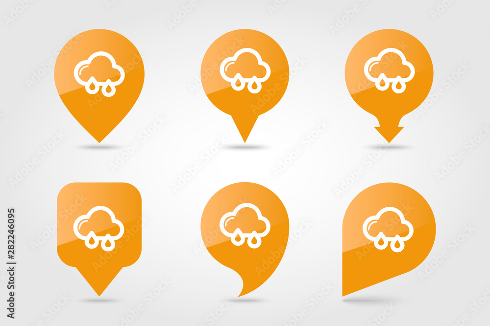 Rain Cloud pin map icon. Meteorology. Weather Rain Cloud pin map icon. Meteorology. Weather