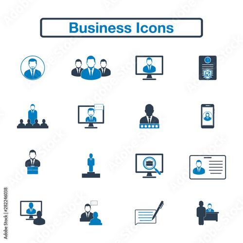 Business Icon set. Flat style vector EPS.