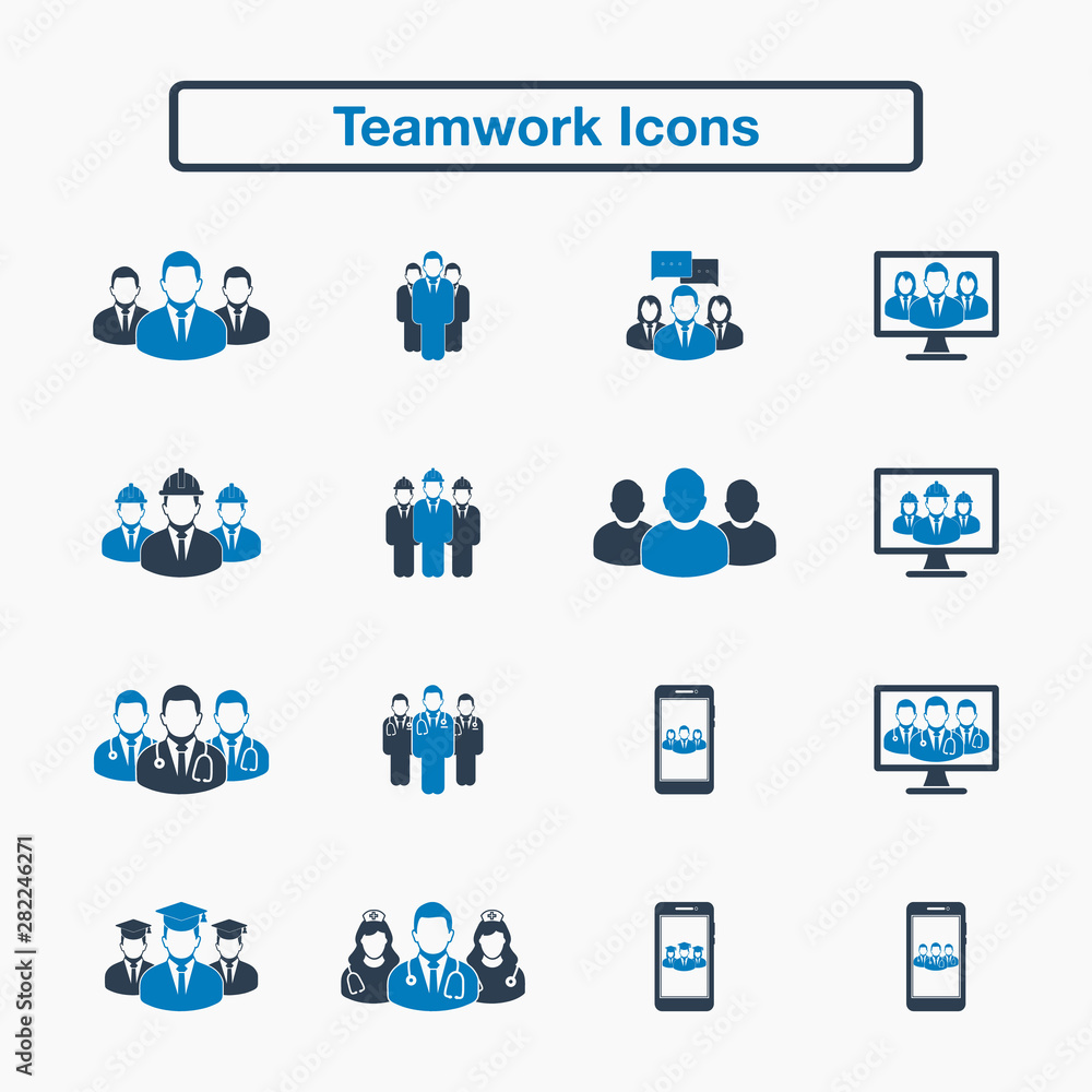 Teamwork Icon set. Flat style vector EPS. Teamwork Icon set. Flat style vector EPS.