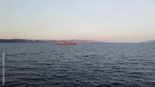 Yalova, Turkey - July 2019: Boat at sea on a summer afternoon heading to Yalova