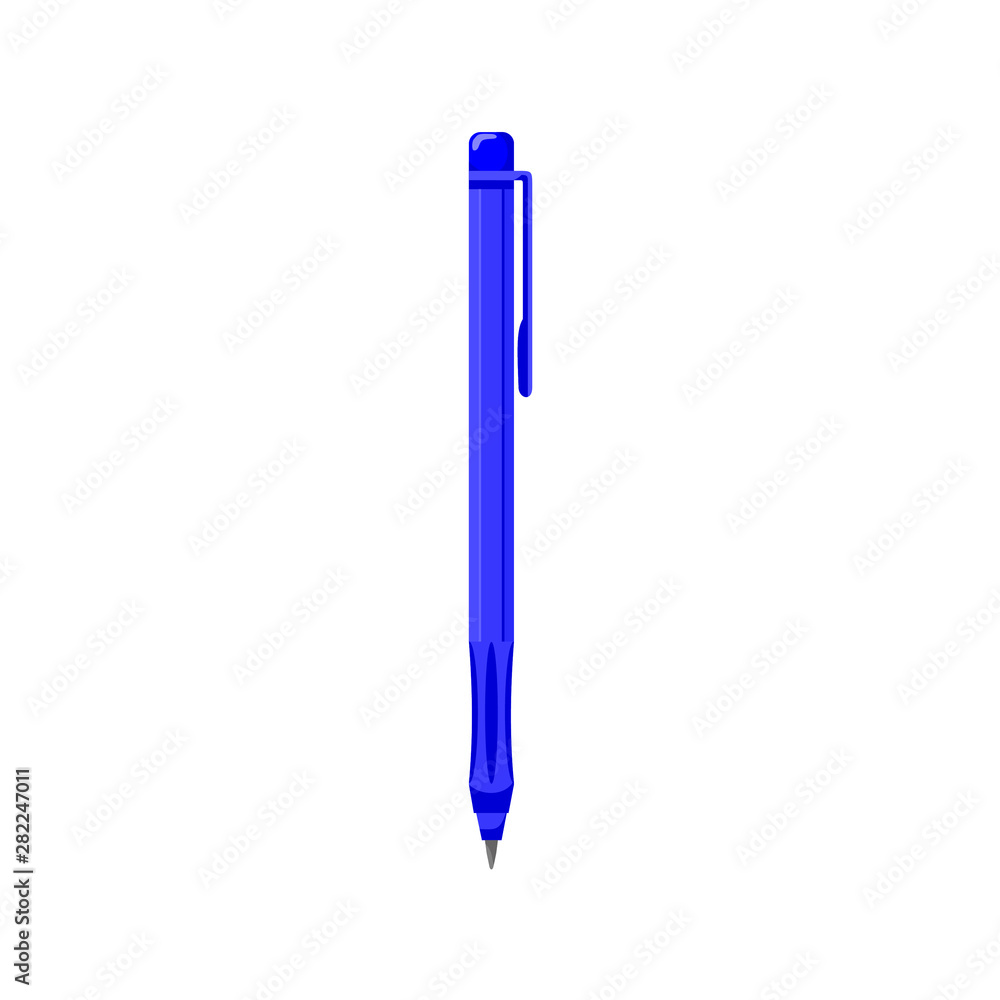 Vector illustration of detailed blue classic ballpoint pen isolated on white background. Vector illustration of detailed blue classic ballpoint pen isolated on white background.