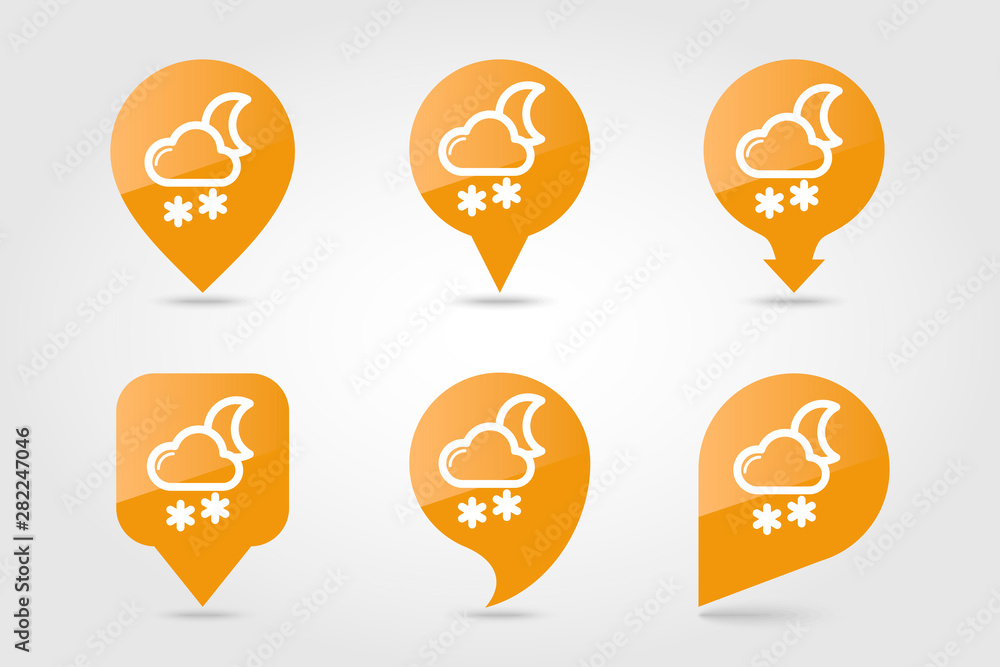 Cloud Snow Moon pin map icon. Meteorology. Weather