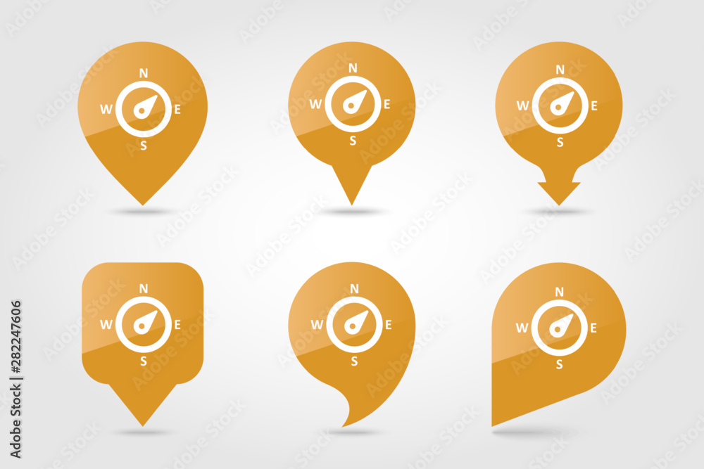 Compass wind rose pin map icon. Weather Compass wind rose pin map icon. Weather