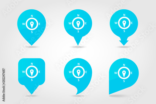 Free Download Compass wind rose pin map icon. Weather - GFXLoad