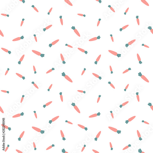 Vector seamless pattern with carrots on white background.