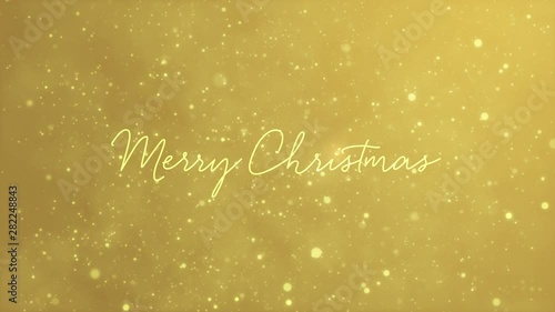 Merry Christmas handwritten text animated on gold sparkle background