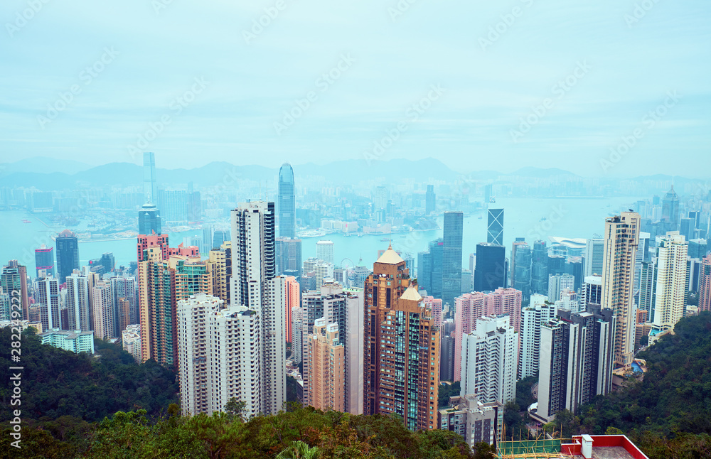 View from Victoria Peak to Hong Kong