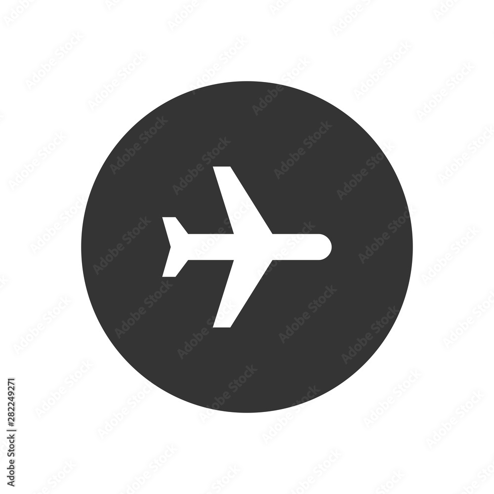 Black plane vector icon in modern style for web site and mobile app