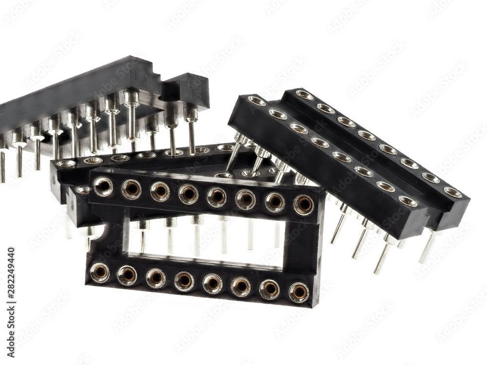 Sockets for integrated circuits, isolated on white Sockets for integrated circuits, isolated on white