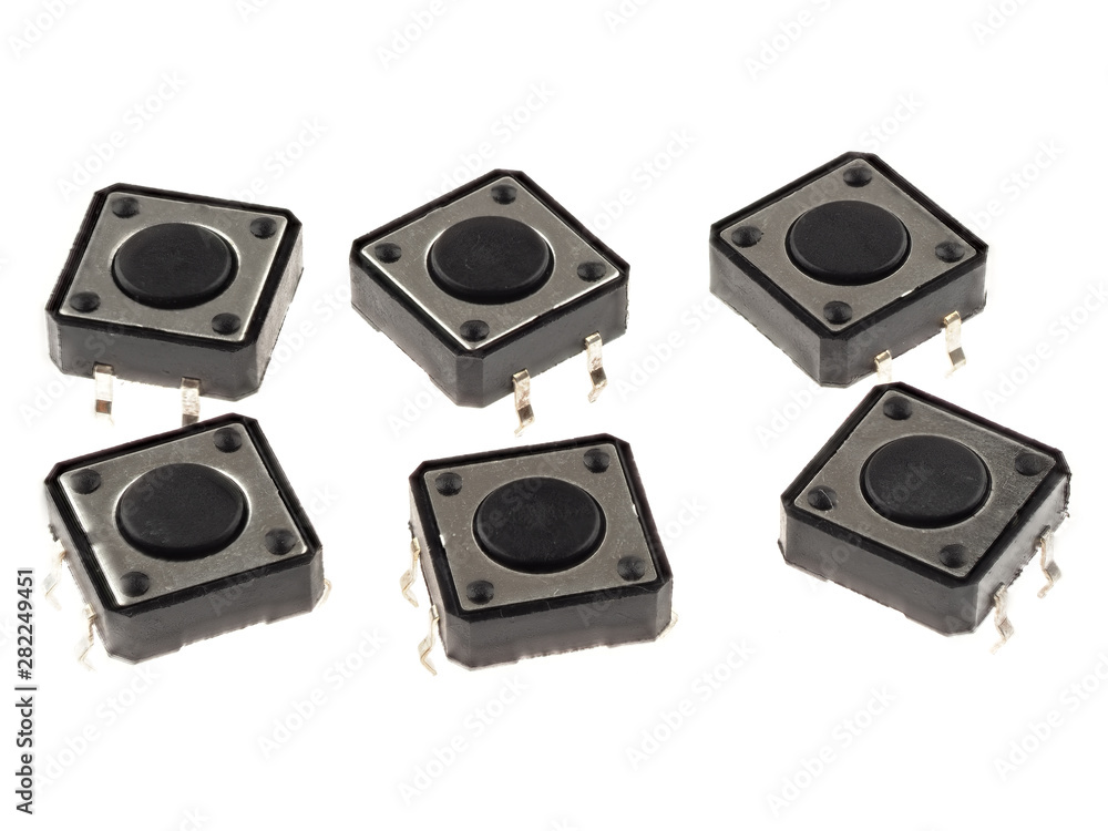 Obraz premium Push buttons, isolated on white; electronics components