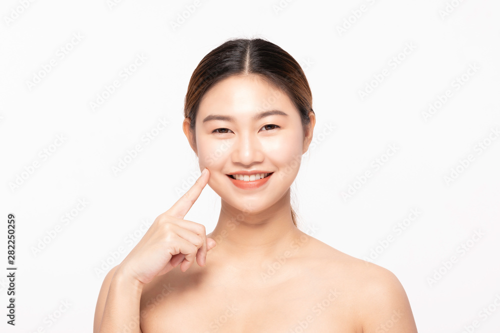 Beautiful Attractive Charming Asian young woman smile with white teeth and touching soft cheek feeling so happy and cheerful with healthy skin,isolated on white background,Beauty Cosmetology Concept Beautiful Attractive Charming Asian young woman smile with white teeth and touching soft cheek feeling so happy and cheerful with healthy skin,isolated on white background,Beauty Cosmetology Concept