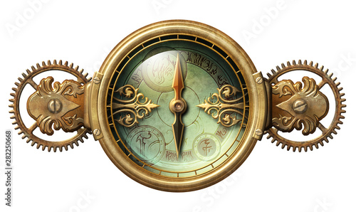 Steampunk fantasy compass illustration