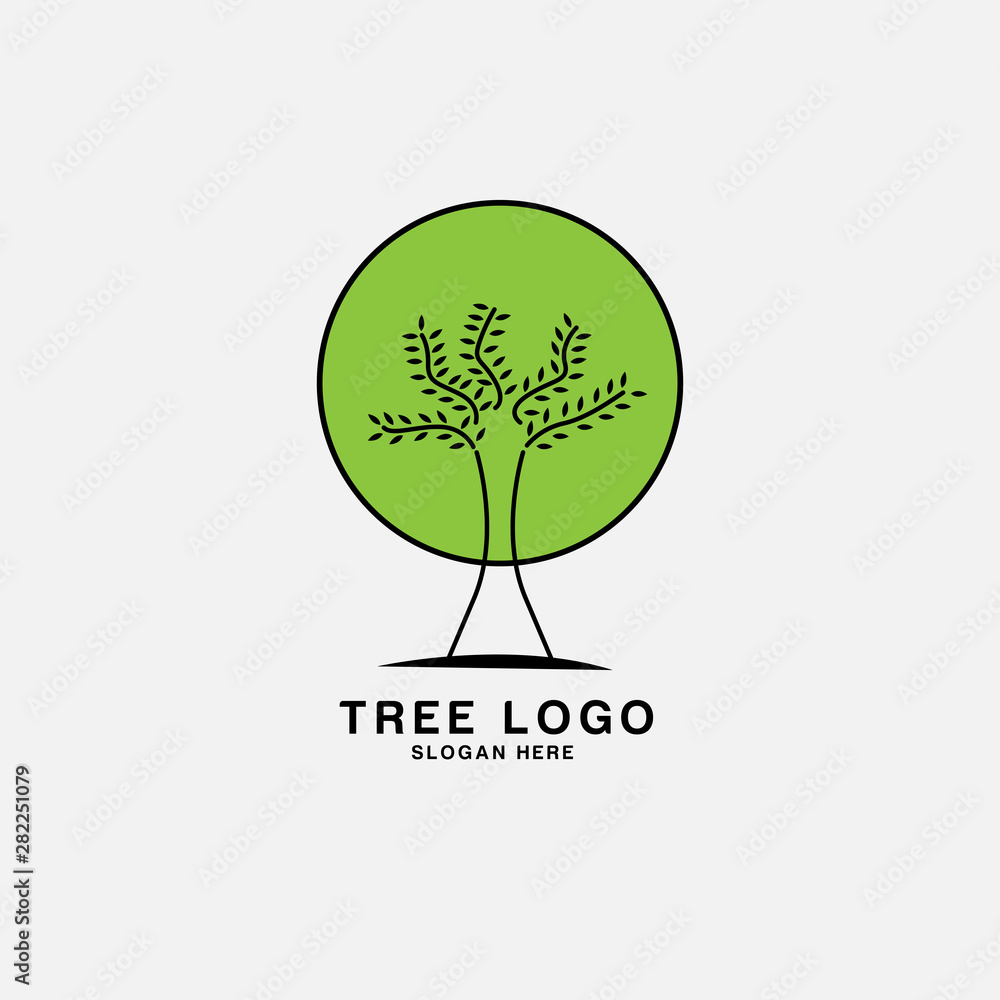 Obraz premium Tree logo illustration. Vector silhouette of a tree