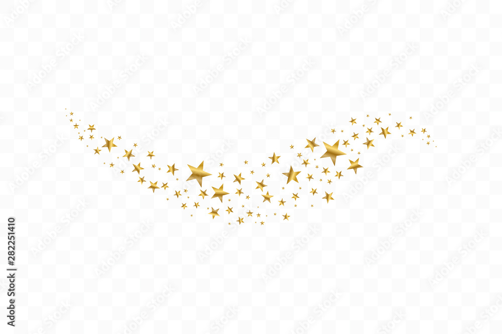 Falling golden stars. Cloud of golden stars isolated on transparent background. Vector illustration Falling golden stars. Cloud of golden stars isolated on transparent background. Vector illustration