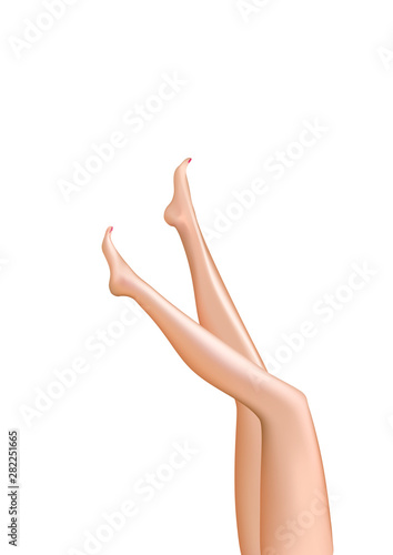 beautiful smooth woman legs isolated on a white background, vertical vector illustration