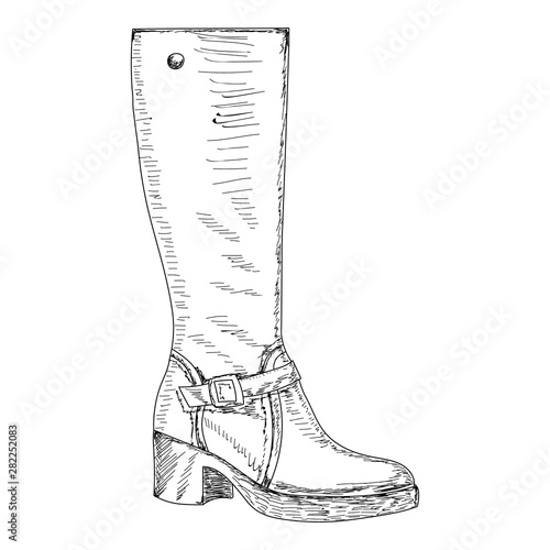  isolated, sketch women's shoes, boot, icon