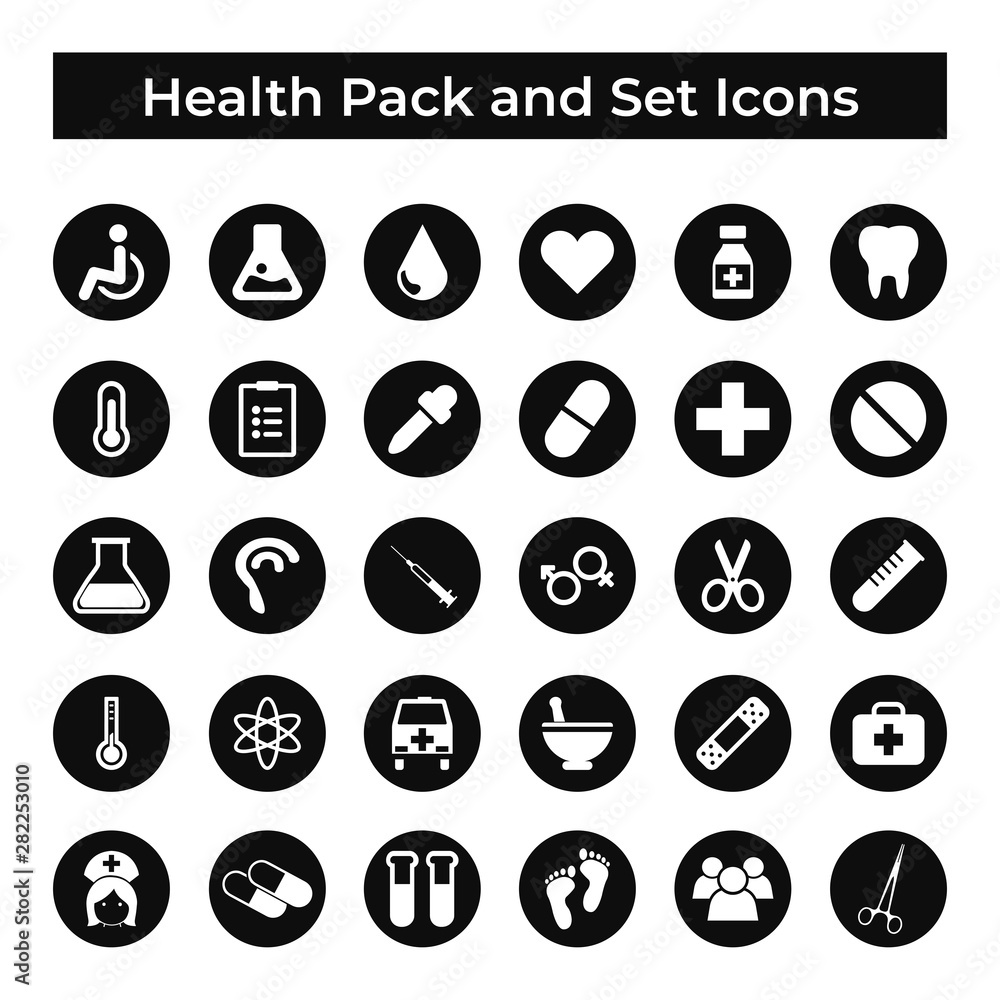Set Vector Icons, Sign and Symbols Design, Medicine and Health Elements, Pack Collection EPS 10 Set Vector Icons, Sign and Symbols Design, Medicine and Health Elements, Pack Collection EPS 10