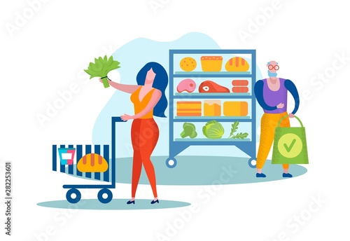 People Visiting Supermarket or Grocery for Food