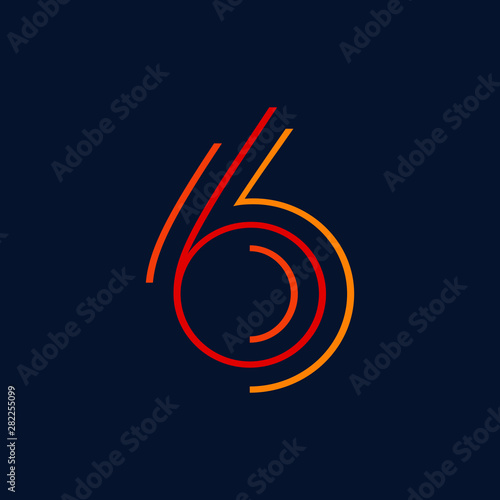 Number six vector font alphabet, modern dynamic flat design with brilliant colorful for your unique elements design ; logo, corporate identity, application, creative poster & more 