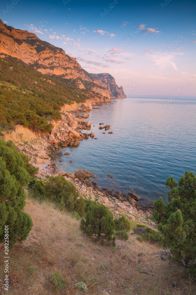 Rocky coast of Black sea in Crimea