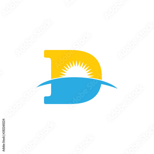Obraz na płótnie letter d sun rise horizon design logo vector