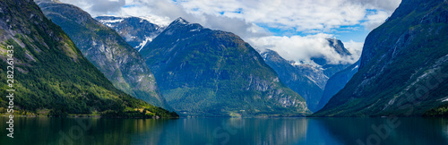 Panorama lovatnet lake Beautiful Nature Norway.