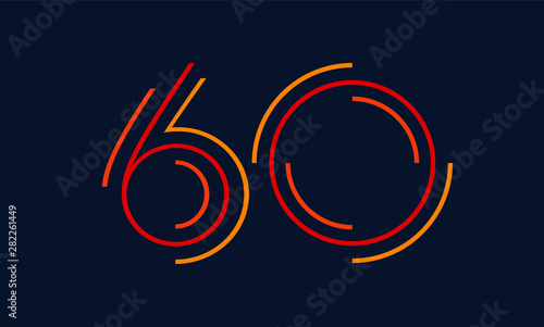 Number sixty vector font alphabet, modern dynamic flat design with brilliant colorful for your unique elements design ; logo, corporate identity, application, creative poster & more 