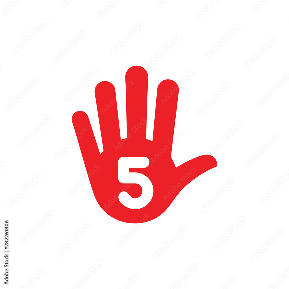 simple hand five finger stop symbol vector simple hand five finger stop symbol vector