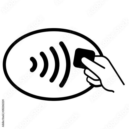 NFC logo contactless wireless payment method through POS terminal icon isolated on white background. NFC technology contact less pay by mobile phone or credit card