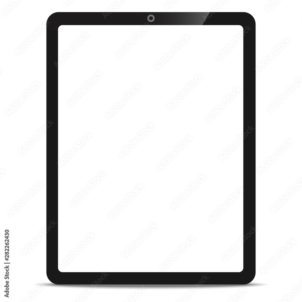 Tablet PC or tablet computer with a blank screen realistic icon for mockup design interface isolated on white background Tablet PC or tablet computer with a blank screen realistic icon for mockup design interface isolated on white background