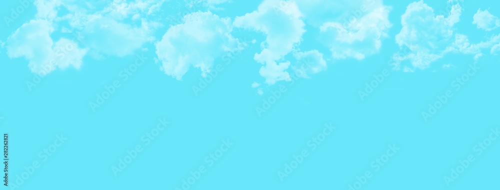 Cumulus clouds on a blue sky. The basis for the design. Rectangular composition. Illustration.