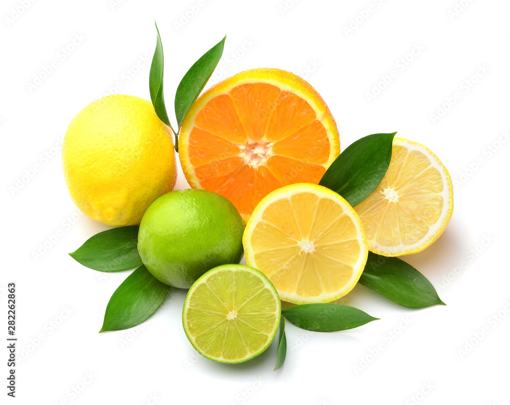 Different citrus fruits on white background Different citrus fruits on white background