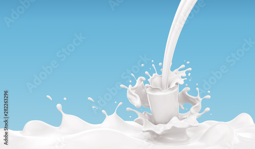 white milk or yogurt splash abstract background, 3d rendering Include clipping path. photo