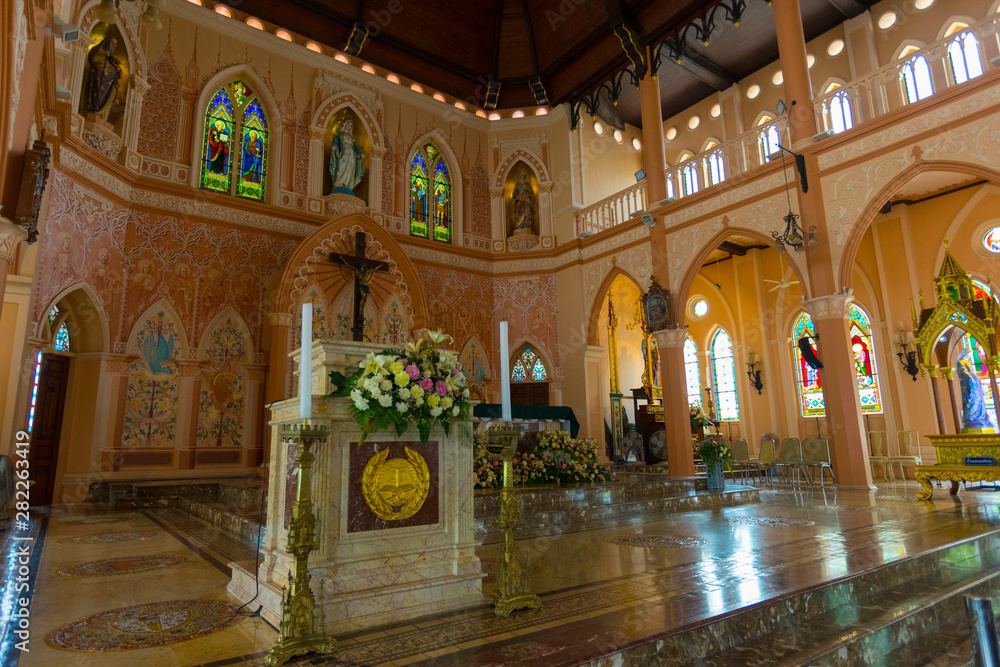  Interior view of Cathedral of the Immaculate Conception in Chantaburi Thailand