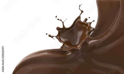 Chocolate ripple splash background, 3d rendering.