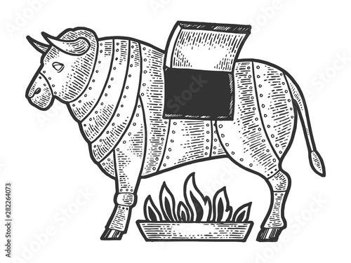Brazen bull torture device sketch vector