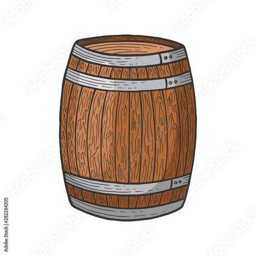 Wine beer barrel color sketch engraving vector