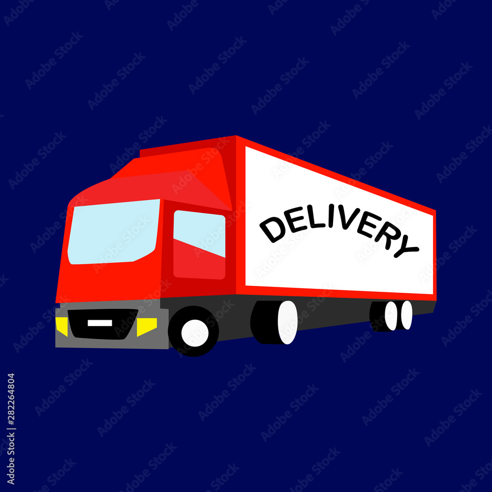 Red Delivery van isolated on deep blue background Red Delivery van isolated on deep blue background
