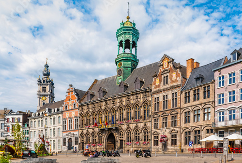 Main square with City Hall in Mons, Belgium.