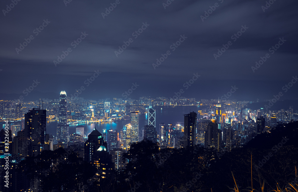 custom made wallpaper toronto digitalNight view of Hong Kong