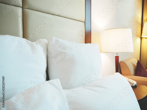 White pillows in the bedroom.