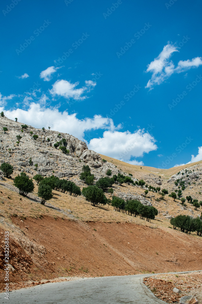 Turkey: the road to Nemrut Dagi, Mount Nemrut, on whose summit in 62 BCE King Antiochus I Theos of Commagene built a tomb-sanctuary flanked by huge statues of him and Greek, Armenian and Median gods