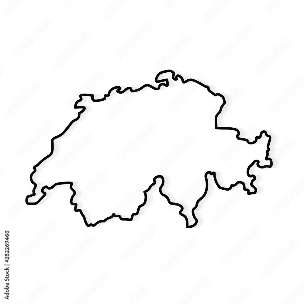 black outline of Switzerland map - vector illustration