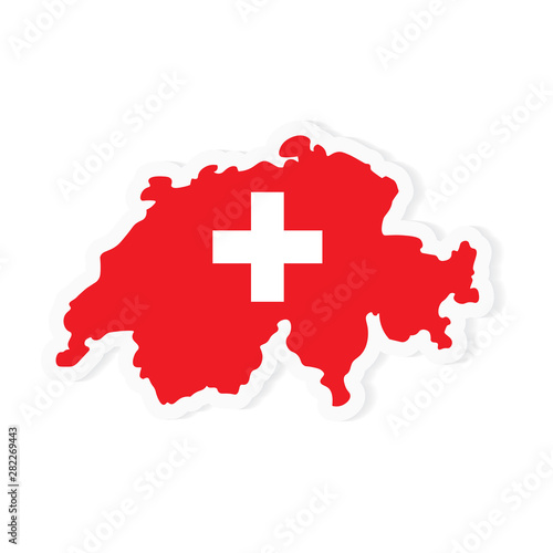red Switzerland map and flag - vector illustration