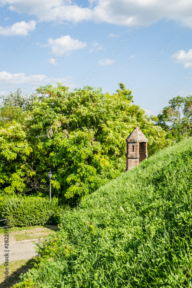 Obraz premium Petrovaradin, Serbia - July 17. 2019: Petrovaradin fortress; Guard house within the walls of the fortress